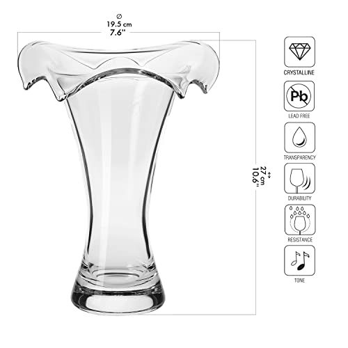 KROSNO Hoge Glazen Vaas voor Bloemen | 270 mm Hoog | Wave-collectie | Perfect voor Thuis, Restaurants en Feesten | Handen wassen - Afbeelding 3