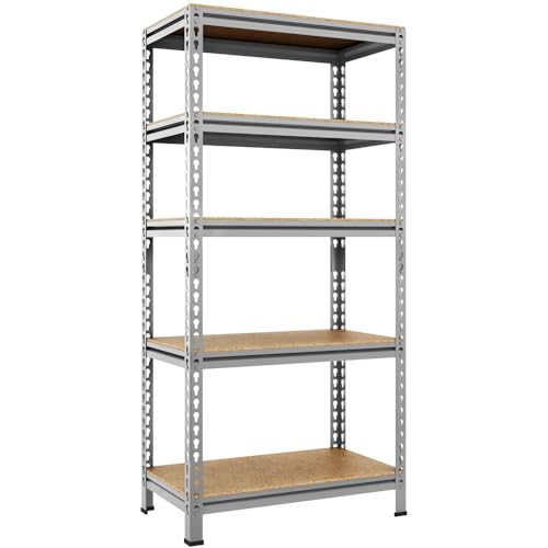 Yaheetech Etagères de Rangement Étagère Metallique Atelier/Garage/Cuisine Charge Lourde 130 kg par Niveau sans Boulons 150 x 70 x 30 cm/Gris Clair