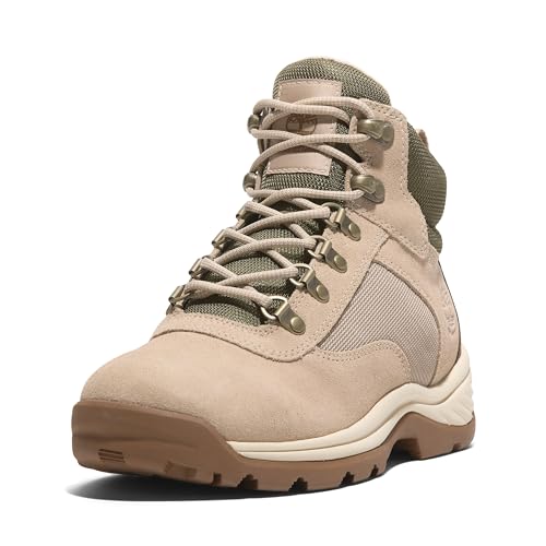 Timberland Women's White Ledge Mid Lace-Up Waterproof Hiking Boot, Light Beige Suede, 8.5