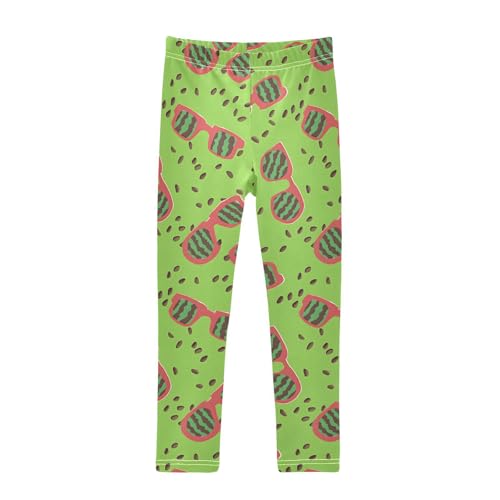 ALAZA Girls' Leggings Children's Yoga Pants Skinny Printed Dance Watermelon Glasses Comfortable 4T