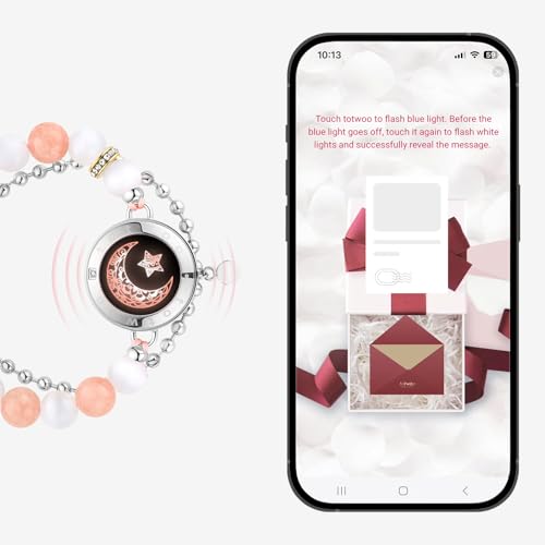 TOTWOO Long Distance Touch Bracelets for Couples, Vibration & Light up for Love Couples Bracelets | Long Distance Relationship Gifts for Girlfriend Bluetooth Pairing Jewelry