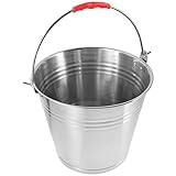 VILLFUL ステンレス製ハンドル付き馬用飼料バケツ 多目的給水容器 携帯便利 製桶 馬のエサ入れ 水入れ 収納容器 植木鉢 ゴミ箱としても使用可能
