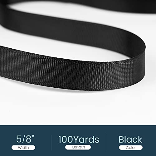 5/8" X 100 Yards Black Grosgrain Ribbon, Premium Grosgrain Ribbon For Sewing, Gift Wrapping, Bow Making, Wedding Decor, Wrapping And More (Black) #TOP1