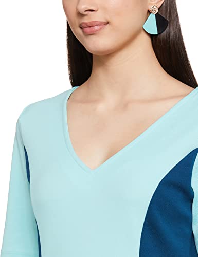 Image of Amazon Brand - Symbol Women's Crepe Bodycon One Piece Midi-Lenght Dress (with Color Block) (Available in Plus Sizes)
