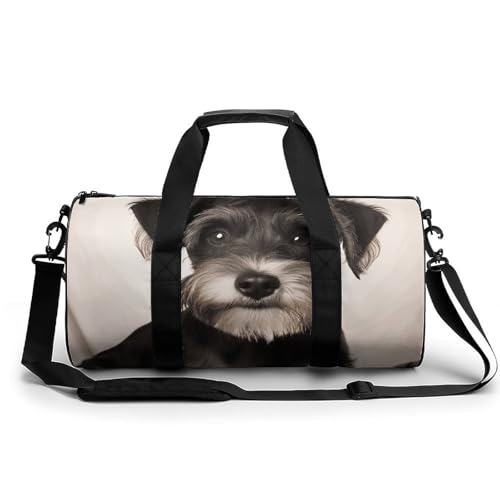 Cute Schnauzer Gym Bag for Men Women, Sturdy Oxford Cloth Travel Bags with Removable Shoulder Strap, Waterproof Duffel Bag for Fitness, Travel, Yoga