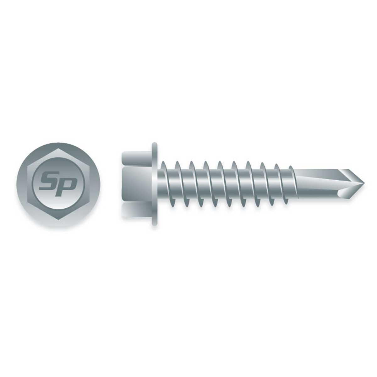 (1500) 12-14 x 4 Self Drilling / Tapping TEK 3 Unslotted Indented Hex Washer Head Steel Zinc Plated Siding Screw #137735
