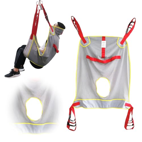 QINPI Eslinga para elevación de Pacientes, Eslinga para elevación de Cuerpo Completo, Capacidad de Peso de 507 Libras, 3 Opciones de tamaño, con Apertura de Inodoro y Soporte para la Cabeza
