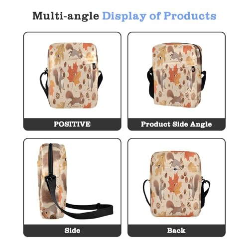messenger bag for women men's shoulder bag Shoulder Handbag Adjustable Strap for business business- Cute Autumn Squirrel Leaves4