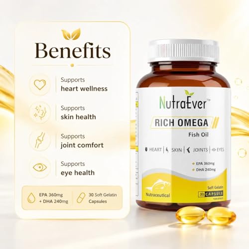Image of Omega 3 Fish Oil Capsules | 600mg EPA & DHA Omega-3 Fatty Acids | Supports Heart, Brain, Eye & Joint Health | Fish Oil Softgel Supplement for Men & Women | 30 Capsule Pack of-2
