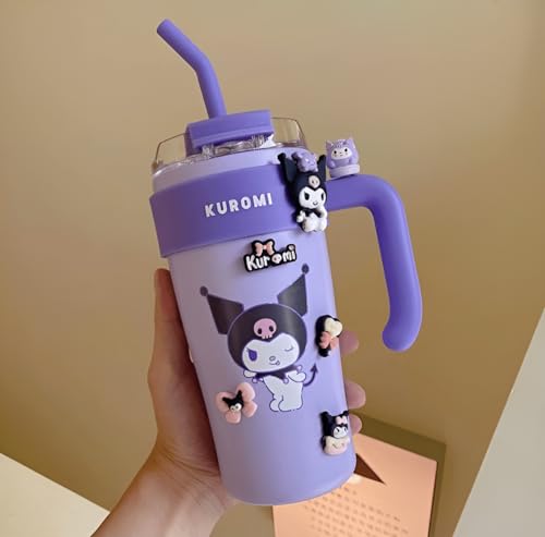 Image of MD'S Home Insulated 860ml Tumbler with Handle and Straw Lid 100% Leak-Proof Cupholder Friendly Travel Mug 29oz Stainless Steel Insulated Tumbler with lid and straw Gifts for Women Men Him Her (PURPLE)