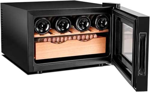 DOMINFLY 25L Electric Cigar Humidors Cigar Box Cabinet of Thermostatic Humidity Constant Storage for 150 Cigars Cigars Humidor Box with Spanish Cedar Wood Drawer Shelves Gifts for Men
