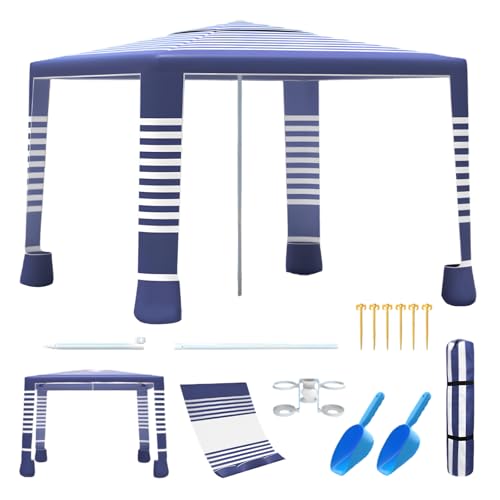cepkquis Beach Tent,8'×8' Large Beach Canopy for 4-6 People,Easy Setup