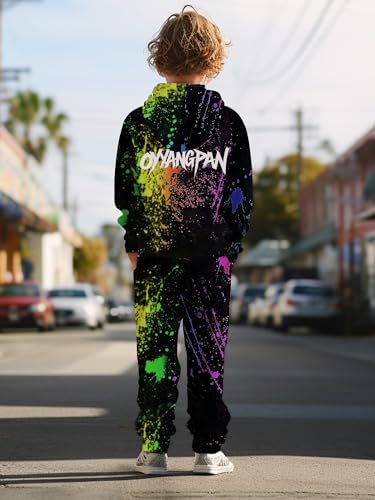 Vibrant Digital Print Boys' Hoodie & Pants Set | 5-14 Years | Polyester 2-Piece Outfit with Pockets3