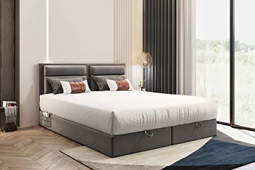 TRADA Sevilla Boxspringbett mit Bettkästen H3 Pocket Matratze mit Topper (Schwarz, 180 x 200 cm) TRADA Sevilla Boxspringbett mit Bettkästen H3 Pocket Matratze mit Topper (Schwarz, 180 x 200 cm)
