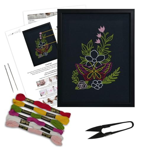 Image of picknMAKE Framed Embroidery Kit for Beginners - Cross Stitch & Hand Embroidery Kit, DIY Home Decor Items & Show Pieces, All Materials Included
