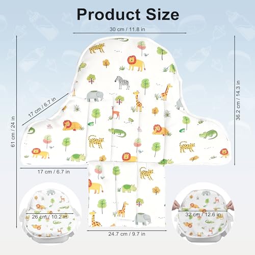 Image of for IKEA High Chair Cushion,with High Chair Pocket Pouch(Animal)