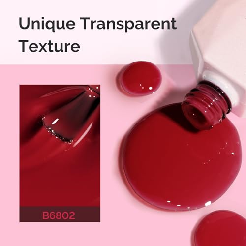 Image of MelodySusie Jeweliver Gel Nail Polish, 0.5Fl.oz Gel Polish Glassy Red Color Soak Off UV LED Light Cure Gift for Women Manicure Nail Art DIY at Home B6802