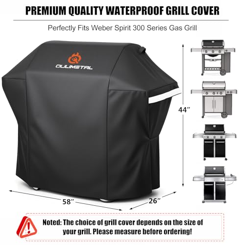 Image of QuliMetal 58 Inch BBQ Gas Grill Cover for 3-5 Burners Outdoor Grill | 600D Waterproof BBQ Cover for Weber Genesis II,LX 300 & Genesis 300 Series and Charbroil,Nexgrill,etc,Compared to Weber 7130