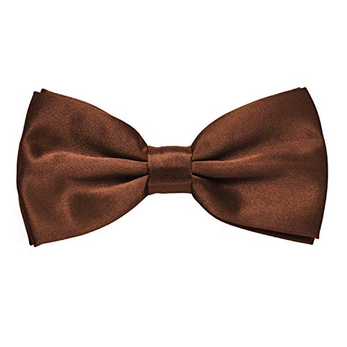 MASADA Herren Fliege Braun glänzend und stufenlos verstellbar, handgefertigt mit Hakenverschluss - 12 x 6 cm 100% Polyester Cover