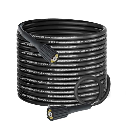 Pressure Washer Hose 32FT, 3300PSI 1/4' Power Washer Hose with M22-14 Brass Fitting, Kink Resistant...
