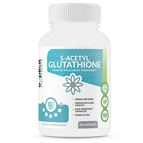 eXplicit Supplements S-Acetyl Glutathione SAG 300mg Per Dose, Acid-Resistant Caps, Made in The USA - 60 Capsules eXplicit Supplements S-Acetyl Glutathione SAG 300mg Per Dose, Acid-Resistant Caps, Made in The USA - 60 Capsules