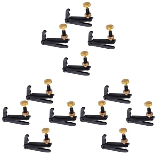 Abaodam Violin Fine Tuners for 4/4-3/4 Violin - 12pcs Metal Violin Micro Tuner Stainless Steel Violin Adjusters Violin Replacement Parts - Black Metal String Adjuster Violin Fine Tuner