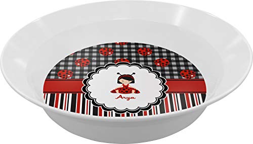 Personalized Ladybugs & Stripes Melamine Bowl - 12 oz