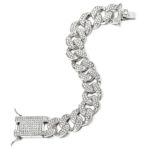 COOLSTEELANDBEYOND Estilo Masculino,Barbada con Zirconio Cúbico, Pulsera de...