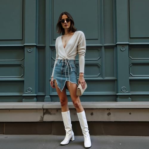 Women's Go Go Boots Over The Knee Block Heel Zipper Boot2