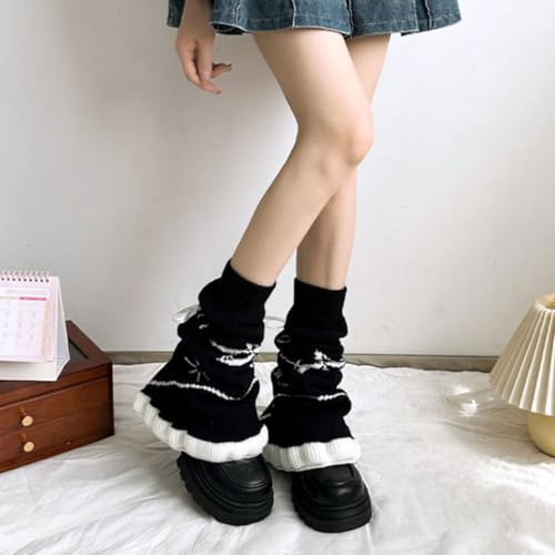 Y2k Star Pattern Knitted Leg Warmers Cute Leg Warmers for Women Baggy Ripped Leg Warm Socks Long Boot Socks3