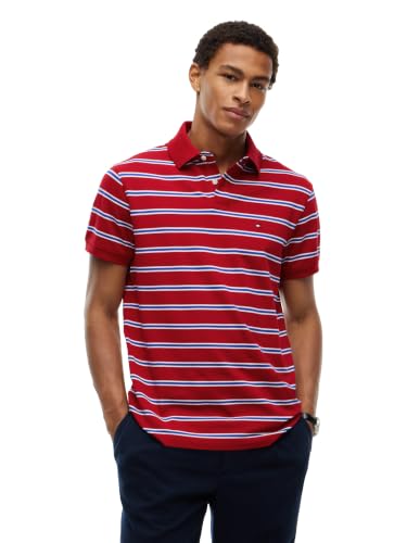 Image of Tommy Hilfiger Men's Short Sleeve Polo Shirts in Classic Fit with Stretch and Organic Pique Cotton