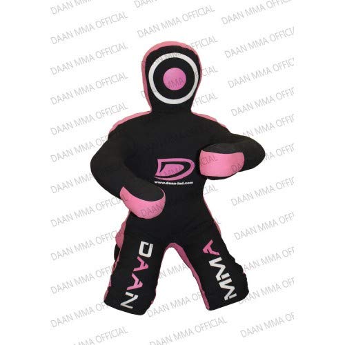 DAAN MMA Grappling Dummy - Saco de boxeo Judo, sin relleno, manos sentadas, parte delantera, envío brasileño JIU Jitsu para amasar a la basura sentada, Canvas Pink, 40" Up to 55 lb - Unfilled
