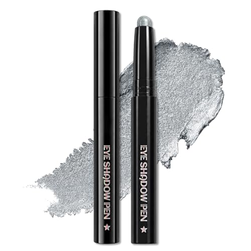 Erinde Shimmer Eyeshadow Stick, Icy Silver Blue Eye Shadow Sticks, Waterproof Cream Eyeshadow Stick, Metallic Color, Eye Brightener Makeup for Mature Women, Vegan & Cruelty-Free, 04