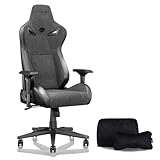 KARNOX Ergonomic Gaming Chair Fabric for Adults,Office Chair High Back,Game Chair Big and Tall with Headrest and Lumbar Support,Racing Style Gaming Chair Cloth 155° Recline with Angle Lock,Dark Grey