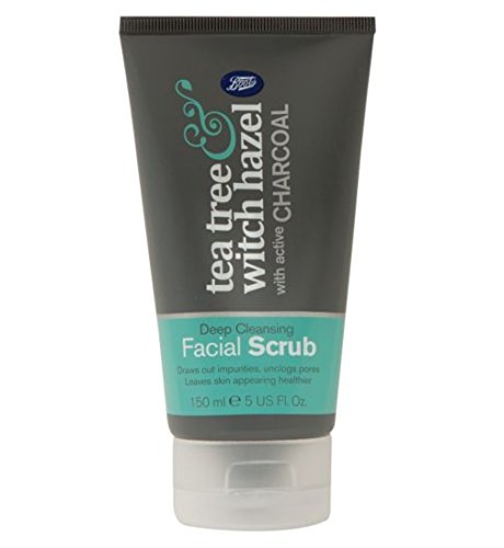Preisvergleich Produktbild Boots Teebaumöl und Hamamelis Holzkohle Gesichtsgesichtspeeling 150ml - Verstopfte Poren und Hilft der Haut Unsanft & Selbst / Boots Tea Tree and Witch Hazel Charcoal Face Scrub 150ml - Unclogs Pores & Helps Skin Look Smooth & Even