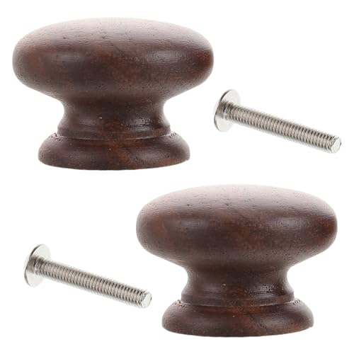 IOBIDDYS 2個 ウォールナット無垢材ラウンド引き出しノブ 滑らかで快適な握り心地 簡単取り付け シンプルでエレガントなファームハウス家具