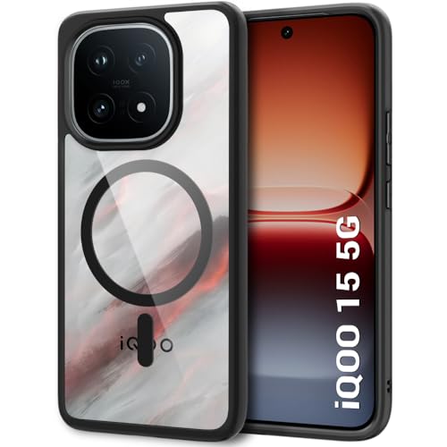 Image of TheGiftKart Hybrid Shockproof Back Cover Case for iQOO 15 5G Compatible with MagSafe | Hard Back Cover Case for iQOO 15 5G (PC & TPU, Transparent Clear Back, Black Sides)