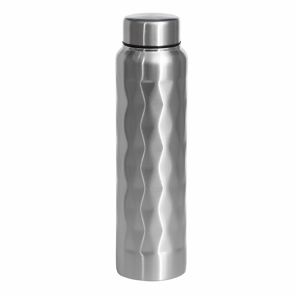 FotoStation - Stainless Steel 1000ml Diamond Cut Water Bottles - Non Insulated Single Wall Bottles | Lightweight, Leak-proof & BPA-Free Metal Water Bottles (1 Litre)