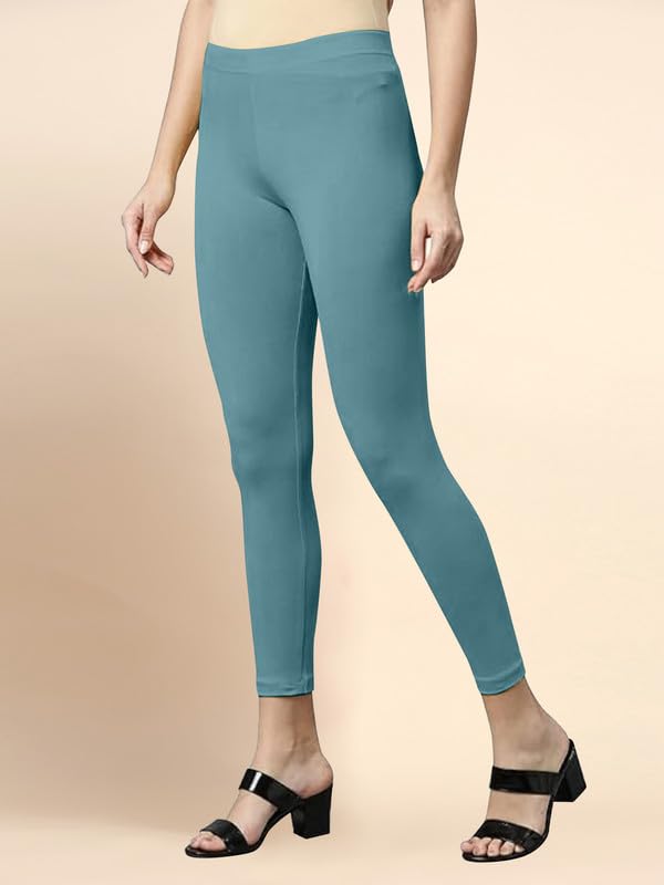 Image of TRENDMALLS Women's Microfiber Elastane Stretch Soft Cropped Leggings with Ultrasoft Waistband for Women