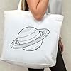 Azeeda 'Saturn Line Art' Tote Shopping Bag For Life (BG00088860) #1