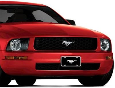 Au-Tomotive Gold, INC. Ford Mustang Black Acrylic License Plate with Chrome Frame