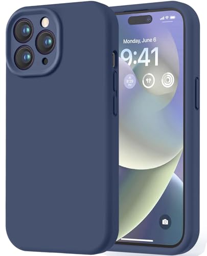 Image of LOVE 3000 Designed for iPhone 14 Pro Max Case, Premium Silicone with [Soft Anti-Scratch Microfiber Lining] Shockproof Protective Phone Case for Men Women Girls 6.7 inch, Navy Blue