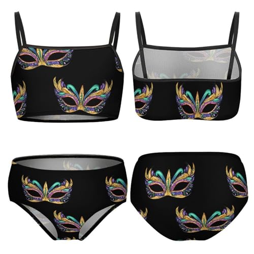 Mardi and Gras Mask Girls Swimsuits Two Piece Bikini Sets Beach Sport Swimwear Bathing Suit3