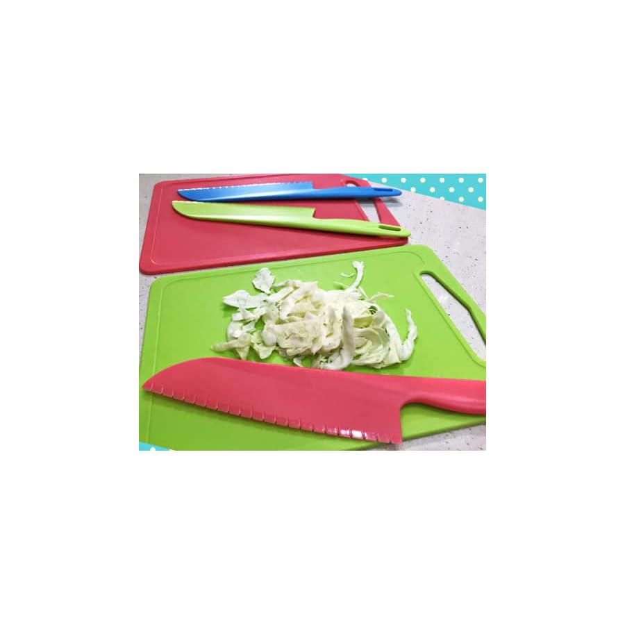 jawbush 11" Plastic Serrated Knives Set to Cut Salad, Bread, Brownies or Lasagna, Professional Large Lettuce Knife to Prevent Browning, Nylon Knife for Nonstick Pans, Durable Chef's Knife, 4 Pcs