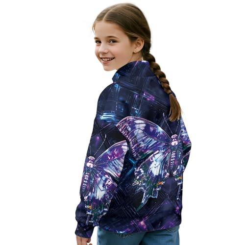 Image of AmzPrint Girls Graphic Quarter Zip Coat Long Sleeve Lightweight Oversized Athletic Running Hoodies For Kids Teen Girls