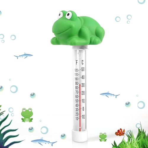 Image of Floating Pool Thermometer, Large Display with String Easy to Read, Shatter Resistant, Water Temperature Thermometer for Outdoor & Indoor Swimming Pools, Spas, Hot Tubs,Ice Bath & Aquariums (Frog)