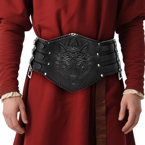 Mens Medieval Viking Leather Armor Renassance Belt Embossed Knight Corset Belt for LARP Christmas Gifts Costume2