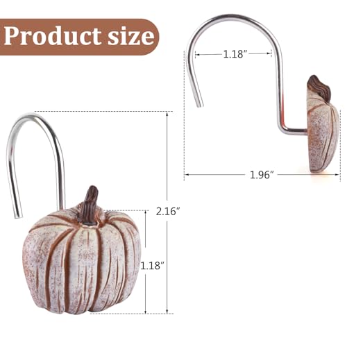 Pumpkin Decoration Shower Curtain Hooks,12Pcs Fall Decorations Shower Rings - image 5