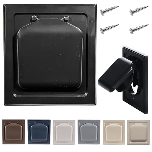 Image of NO-PEST VENT Dual Door Dryer Vent Cover 4 Inch Outdoor, Made in USA, Highest UV-Resistant Plastic, No Lint-Collecting Screen (Onyx, 4 inch Plastic Vent With Duct Tube)