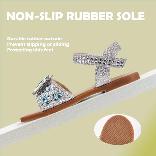 Girls Sandals Open Toe Flat Sandals Rhinestone Summer Dress Shoes Toddler/Little Kid/Big Kid2